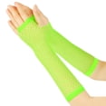 thumbnail image 2 of 12 Color Fingerless Gloves for Women Helii Long Mesh Light Green Fingerless Gloves Neon Elbow Arm Sleeves Half Finger 80s 90s Party Accessories Outfit Trendy,Under $3, 2 of 4