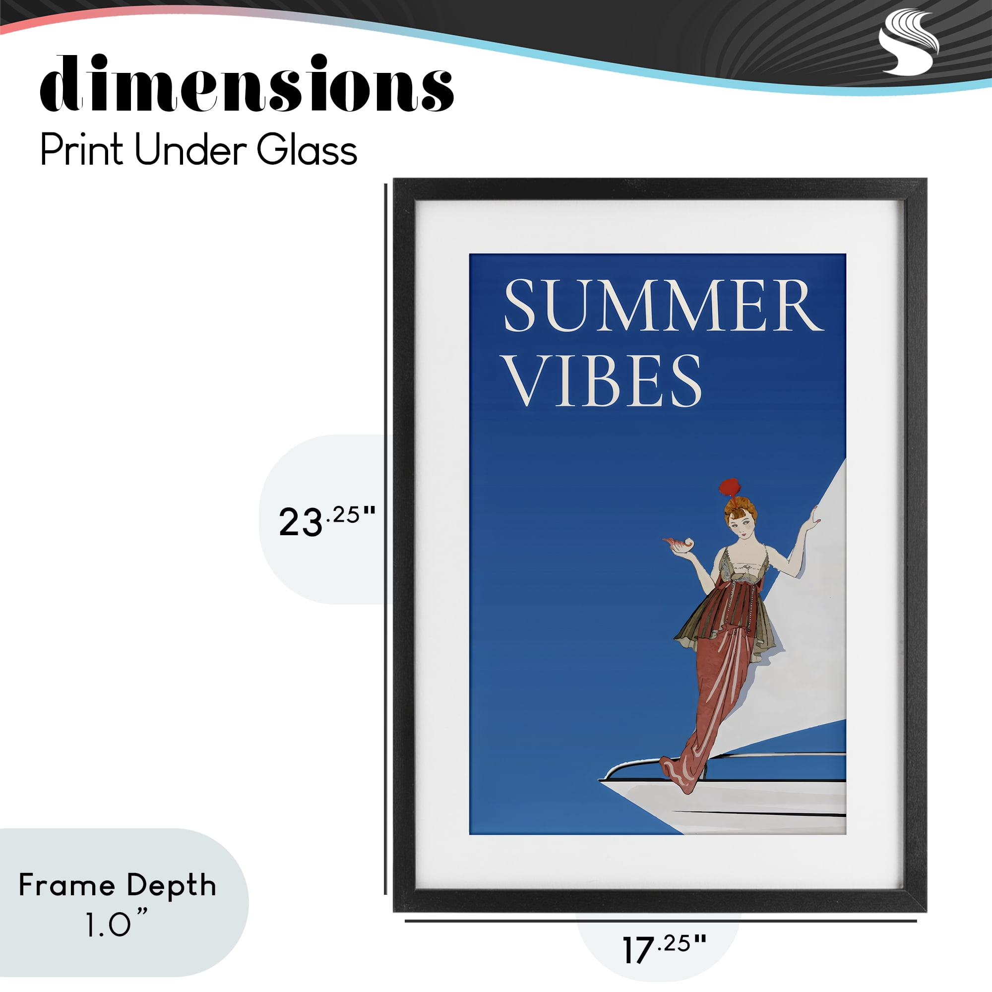 Stupell Industries Summer Vibes Vintage Yacht Black Framed Print Under Glass, design by Creative Studio