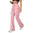 thumbnail image 5 of Ihhxva Women's Slim Fit Cargo Pants Elastic Waist Multi-Pockets Yoga Stretch Summer Casual S-2XL, 5 of 8