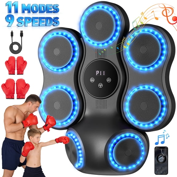 Doulami Music Boxing Machine for Adults & Kids,Smart Bluetooth Interactive Punching Trainer with Boxing Gloves,Large Size Wall Mounted Electronic Boxing Target with 11 Modes & 9 Speeds