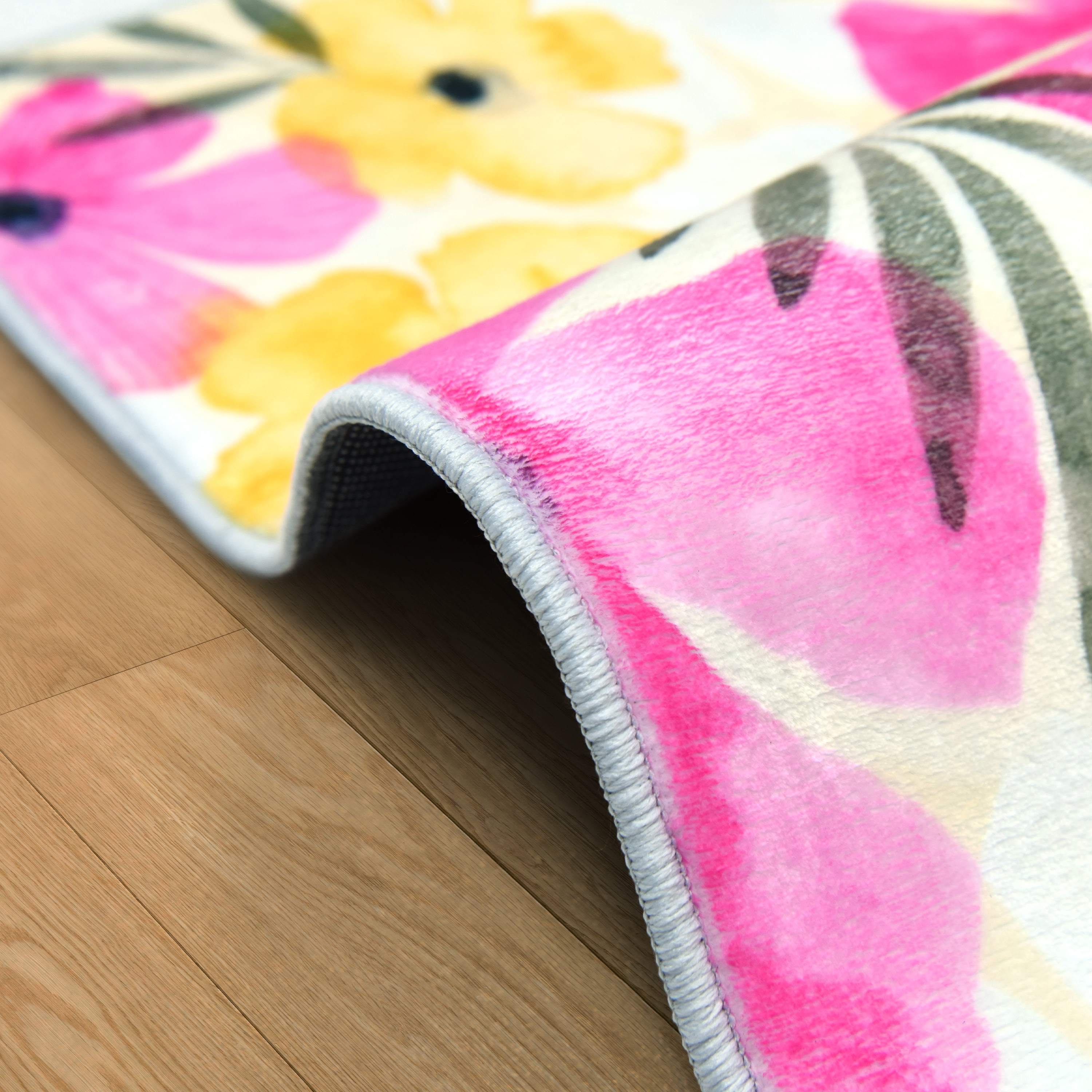 Tropical Posies, 8'x10' Hand Washable Flowers Art Area Rug