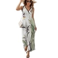 thumbnail image 2 of Bamboo Ink Painting Dress Summer Street Style Bohemia Long Dresses Female Sleeveless Printed Maxi Dress, 2 of 9
