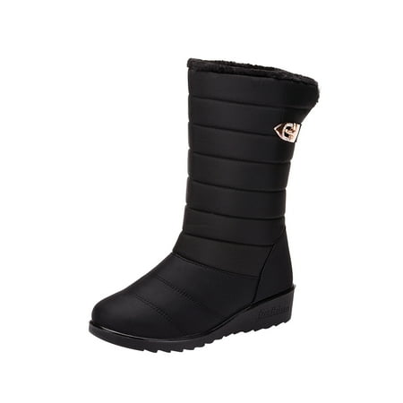 

Fesfesfes Womens Boot Thickened Plush High Top Shoe Sleeves Water Proofing Forbid Slip Cotton Cow Tendon Soles Snow Boots Women 39(US:7)