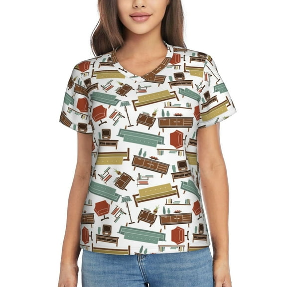 Vsdgher Art Of Living Women Shirts V Neck Short Sleeve Tops T-Shirt Basic Tees, S to 3XLSmall