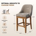thumbnail image 2 of Set of 2 Chenille Upholstered Bar Stools in Neutral Green 26 Inch Counter Height Chairs with Solid Wood Legs, 2 of 8