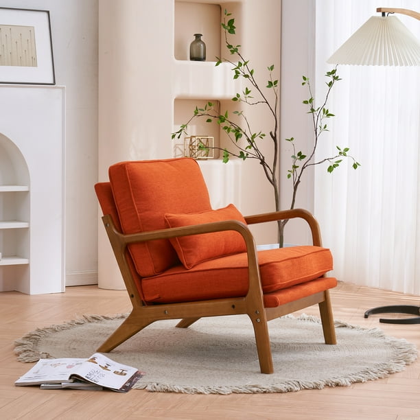 Ktaxon Mid Century Modern Accent Chair, Linen Fabric Armchair with