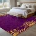 thumbnail image 4 of Vintage Purple Large Area Rugs 5x8 ft Yellow Flower Lace Baroque Ethnic Style Washable Rug Non Slip Indoor Carpet Absorbent Floor Mat for Living Room Bedroom Dining Room, 4 of 9