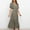 Army Green, variant on Fesfesfes Spring Dresses for Women Casual Solid Color V-neck Boho Dress Waist Lace-up Flared Short Sleeve Ruffle Splicing Part Dress