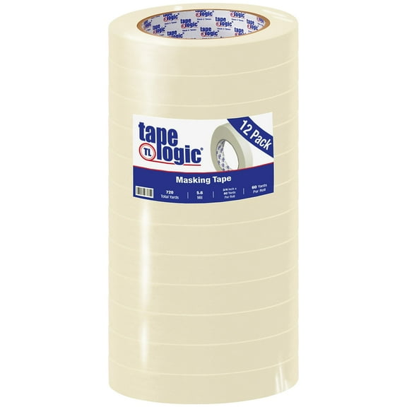 Tape Logic Masking Tape,3/4x60 yd.,Natural,PK12 T934240012PK