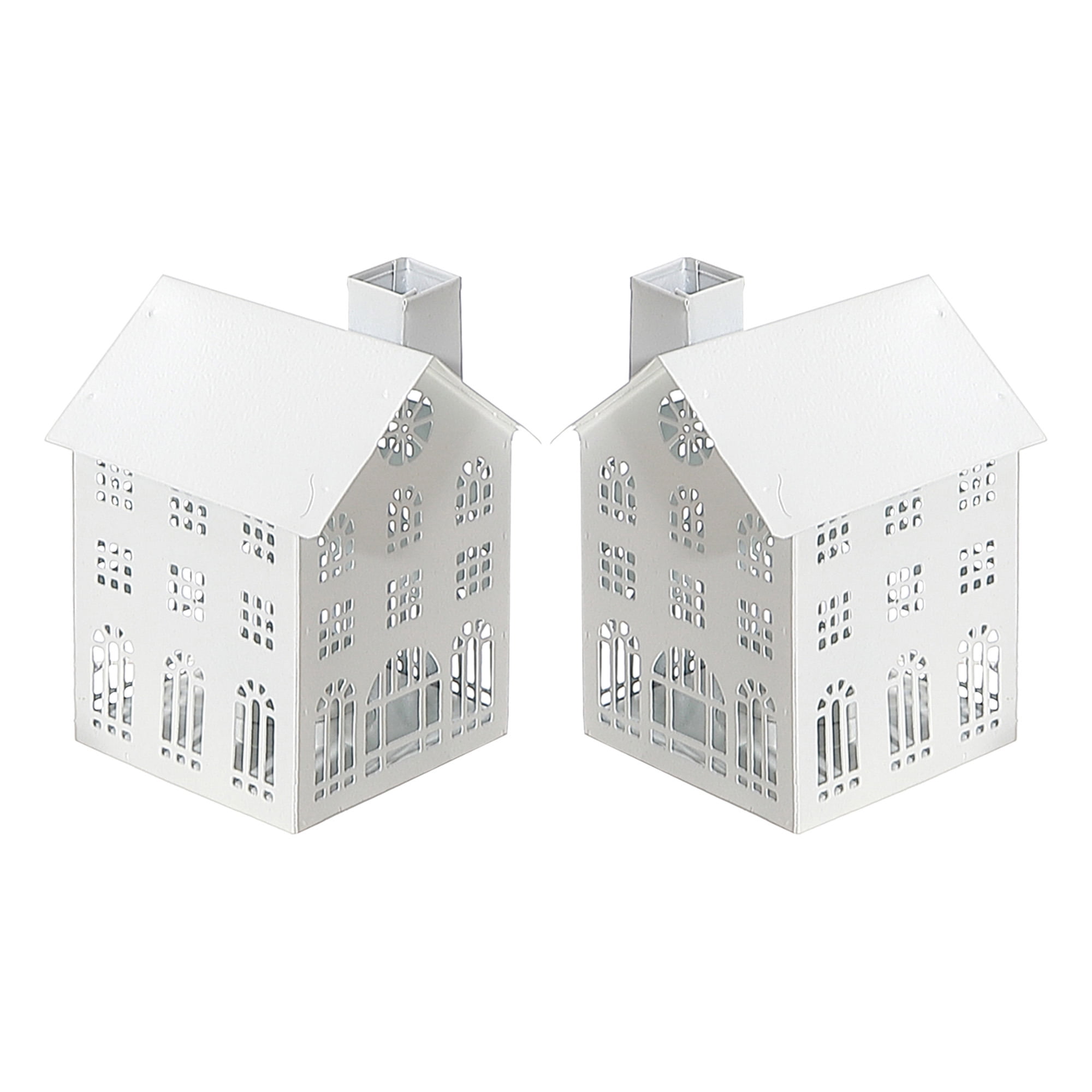 Photophore En Métal Blanc (Petit Modèle) - Lot De 2