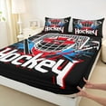 thumbnail image 3 of Manfei Boye Hoskey Helmet Full Size Sheets,Watercolor Splashing Ink Bed Sheets,Red Black Blue Sheet Sets For Boys Kids,Luxury Bedroom Decor,4-Piece, 3 of 7