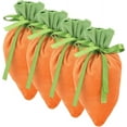 thumbnail image 2 of PATLOLLAV 4Pcs Easter Carrot Candy Drawstring Bags ,5" x 7" Carrot Shaped Fabric Treat Gift Bags for Spring Easter Basket Stuffers Egg Hunt Outdoor Party Supplies, 2 of 5