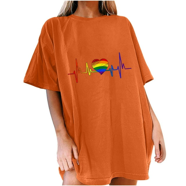Pompotops Femmes Été Vintage Drop Manches Arc-en-Ciel Imprimé Manches Courtes Tops Blouse