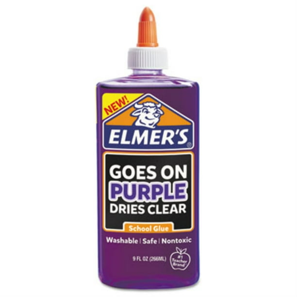 Elmer's Washable Goes On Purple/Dries Clear School Glue-9 Ounces 