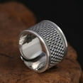 thumbnail image 5 of CUITING 1pc Vintage Stainless Steel Thimble Ring  Anti-Tie Hand Thimble  Sewing Tool, 5 of 5