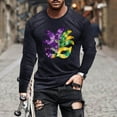 thumbnail image 2 of Fewfanhot Tshirts Shirts for Men Mardi Gras Shirts Long Sleeve Crewneck Classic Carnival Print T-Shirt, 2 of 5