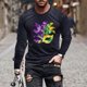 thumbnail image 1 of Ceisia Men's Mardi Gras Mask Print T-Shirt | Slim Long-Sleeve Crewneck Winter Casual Top Gift, 1 of 5