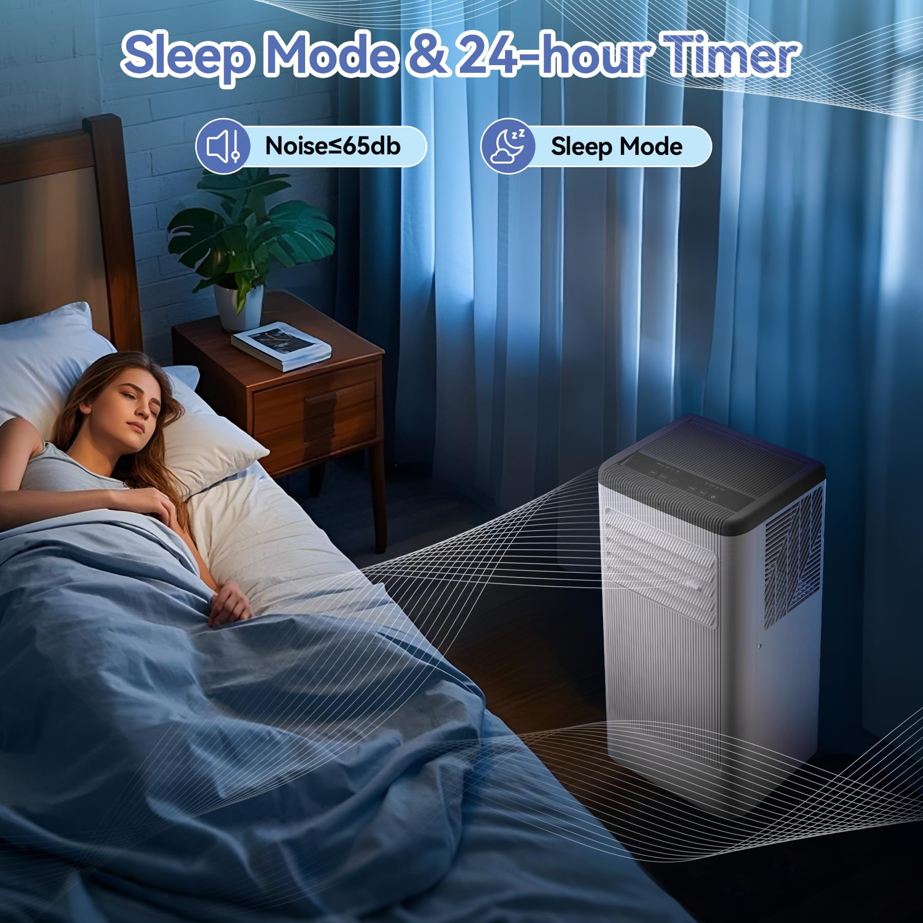 8000 BTU Portable Air Conditioner with Wheels, Portable AC Unit with Remote, Indoor Air Conditioner for Room 420 SQ.FT, Cooling/Fan/Dry Modes, Low Noise for Apartments, Office, Bedroom, Living Room