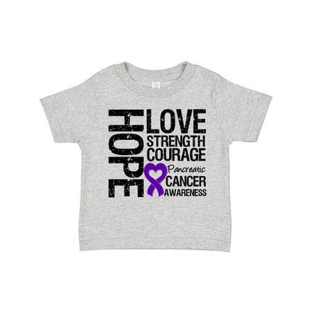 

Inktastic Pancreatic Cancer Hope Love Strength Gift Toddler Boy or Toddler Girl T-Shirt
