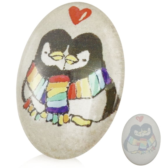 Hand Painted Penguin Pebbles Cute Valentine Present Sturdy Penguin Pebble Anniversary Item Special Penguin Pebble of Love for Your Lover
