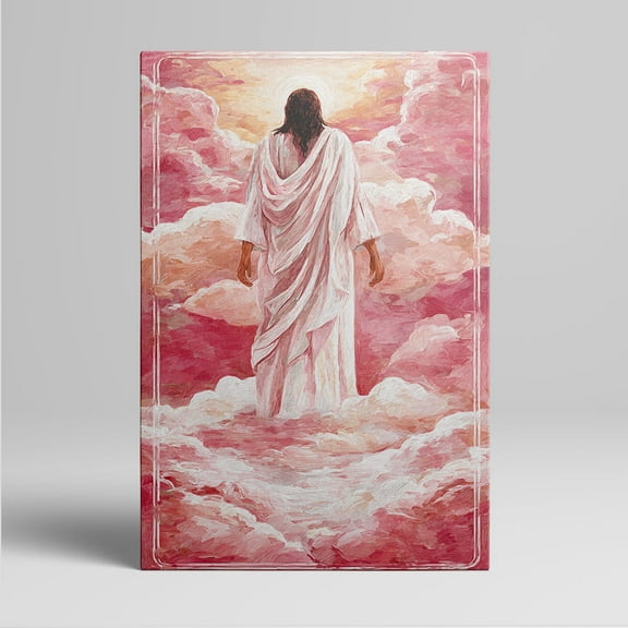1pc Inspiring Jesus Standing in Pink Clouds Framed Decor room hanging Wall Picture Decor for Home Gifts, living room, bathroom, bedroom, kitchen wall art decor canvas wall art