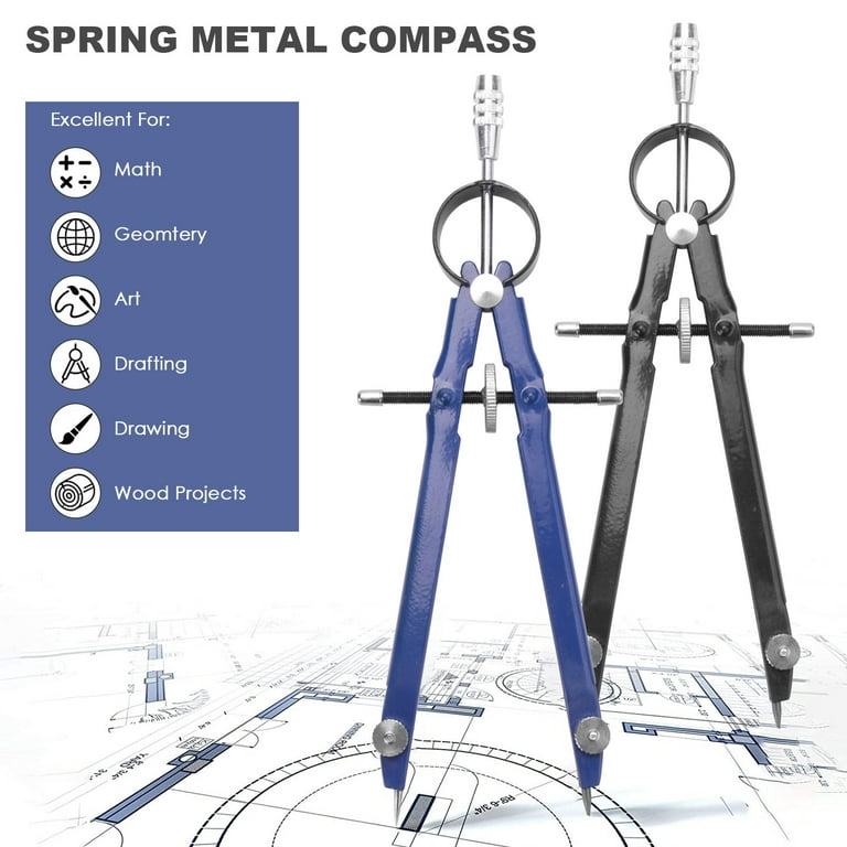 2 Pack Drafting Compass With Lock Math Bow Compass Drawing Metal Compass  With Wheel Geometry Compas