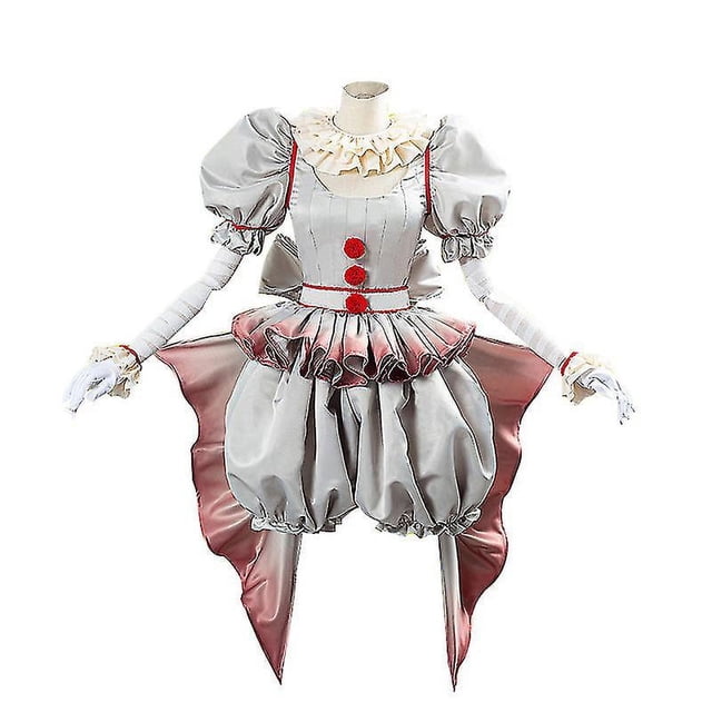 Disfraz de Pennywise, disfraz de payaso de Horror Pennywise, traje para mujeres y niñas, vestido de Carnaval de Halloween