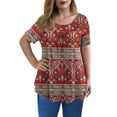 thumbnail image 2 of asddcavvf Blouse pour Femmes Hauts Grande Taille Manches Courtes Plis Chemises Imprimé Floral, 2 of 5