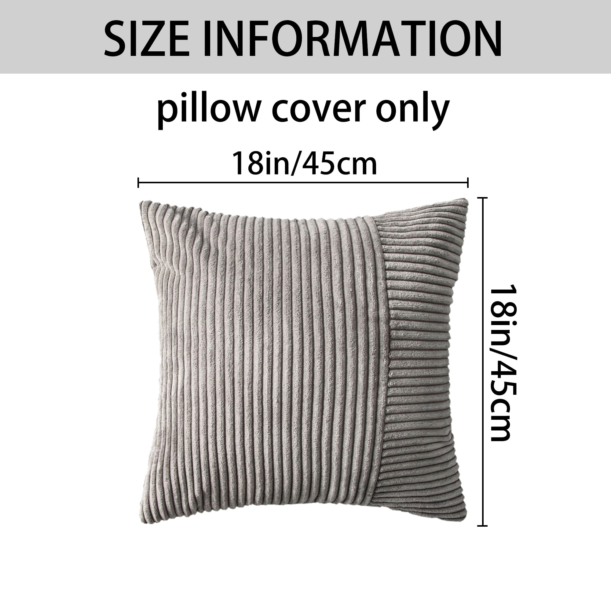 Unique Bargains 2Pcs Modern Strip Throw Pillow Covers for Living Room Grey 18" x 18"
