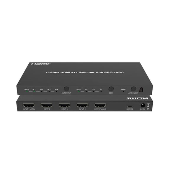 DVDO 4x1 4K HDMI 18Gbps Switcher with ARC, Black