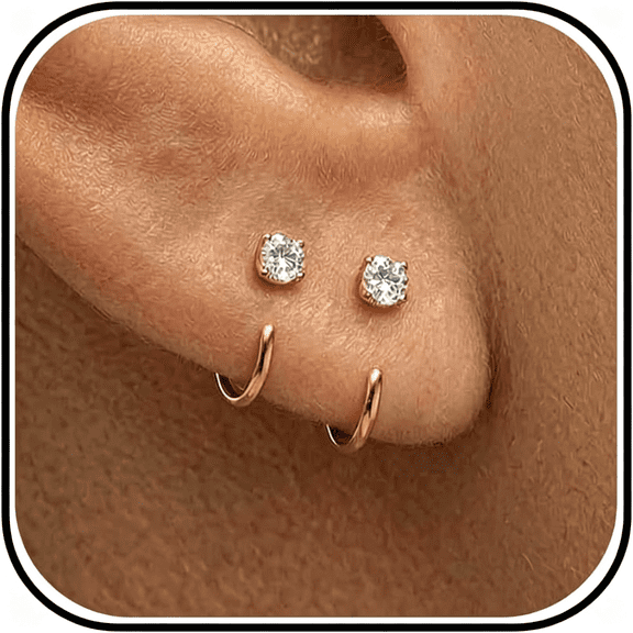 DESIGNICE Backless Earrings for Women Dainty Open Huggie Half Hoop Earrings Cubic Zirconia Small Earring No Back Design Stylish Minimalist Jewelry Backless Earrings for Women