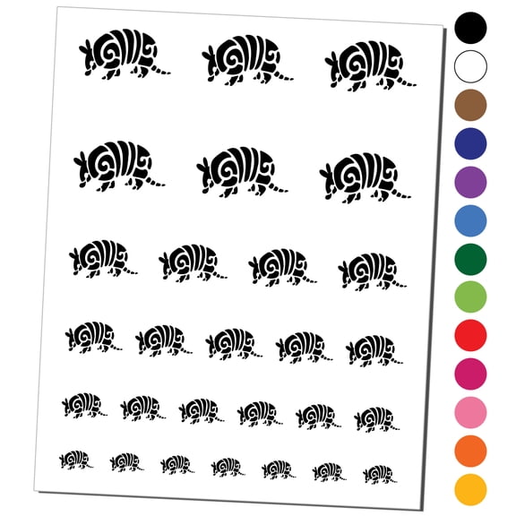 Southwestern Style Tribal Armadillo Water Resistant Temporary Tattoo Set Fake Body Art Collection - Yellow