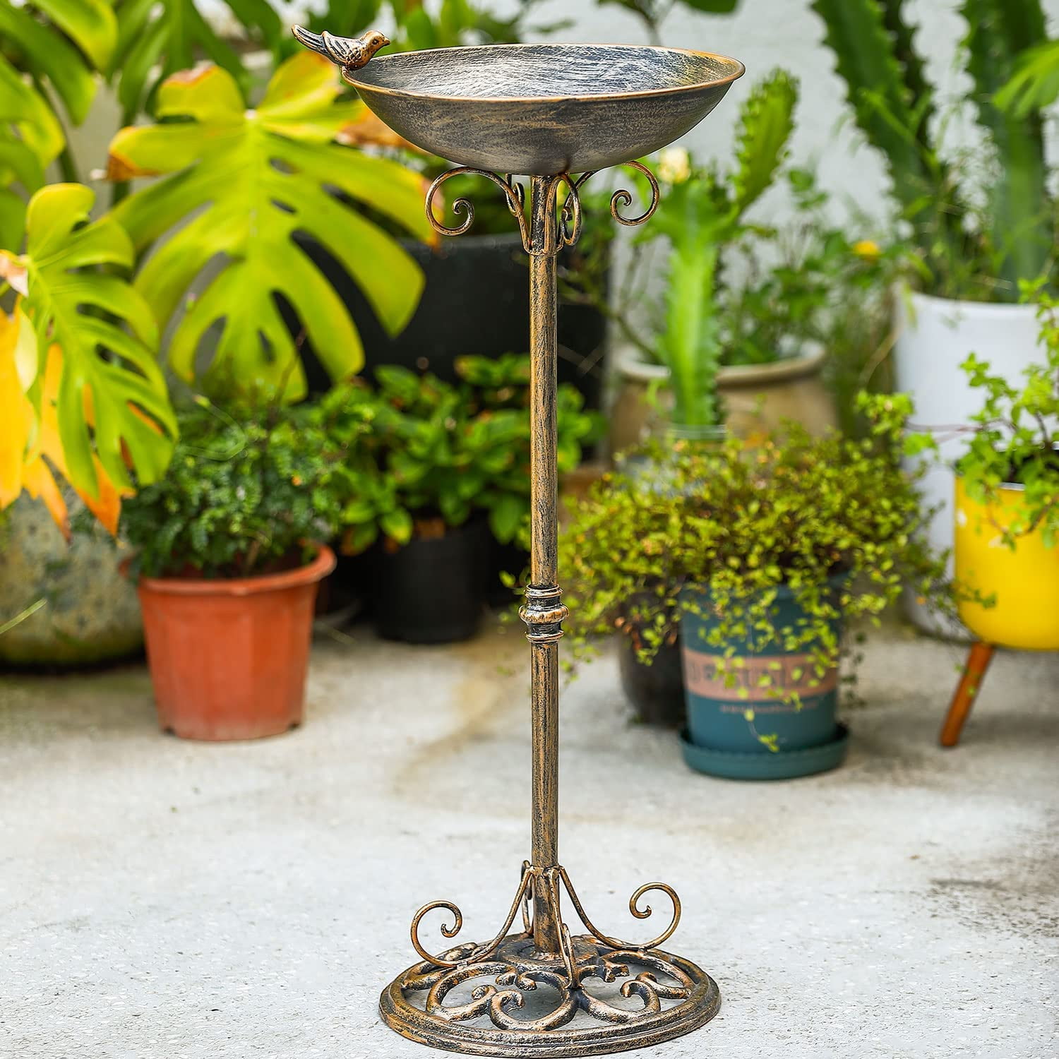 Cast Iron Pedestal Bird Bath, Bird Baths for Outdoors, Seed Tray Garden Yard Decoration