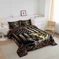 thumbnail image 2 of Erosebridal Vintage American Flag Comforter Set Full Size,Hunting Fishing Teens Quilt Set Adult Room Decor,Rustic Farmhouse Wooden Striped Duvet Insert,Black Brown, 2 of 6