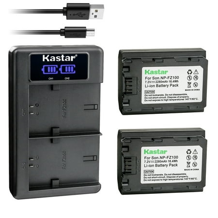 Image of Kastar NP-FZ100 2-Pack Battery and LKD2 USB Charger Compatible with Sony Alpha 1 Mirrorless Digital Camera Alpha 7R V Mirrorless Camera FX3 FX30 Digital Cinema Camera FX30 Super 35 Camera