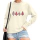 thumbnail image 2 of Gibobby Sudadera sin capucha y ocio para mujer Sudadera de manga larga con estampado lindo de árbol de Navidad para mujer (Blanco, M), 2 of 4