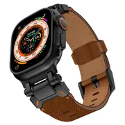for Apple Watch Band Ultra 2 49mm Luxury Leather Strap 45mm 42mm 44mm Metal Connector Bracelet IWatch Series 9 8 7 6 5 4 Correa