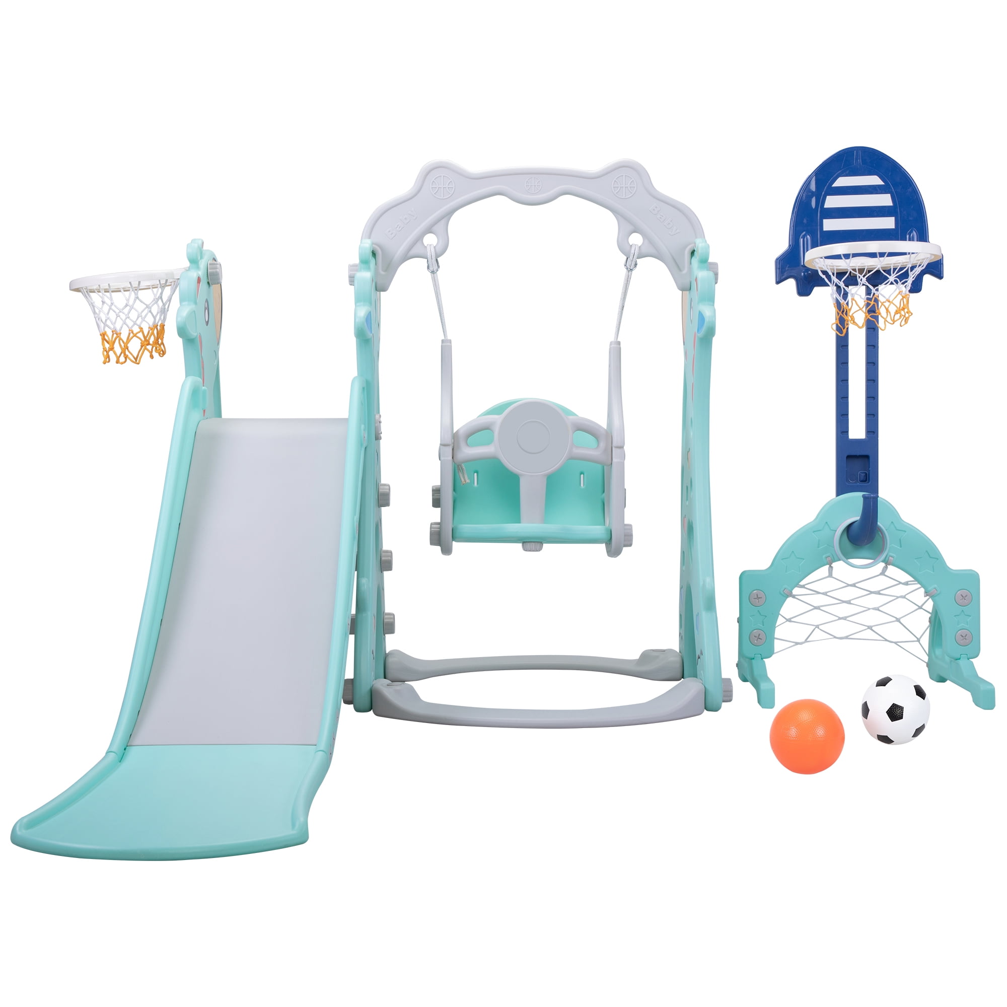 EUROCO Toddler Climber Slide Playset With Basketball Hoop,Kids Slide for Toddlers Age 1+,Outdoor Indoor Playground for Toddlers
