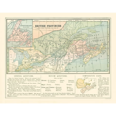 Historic Map - Canada British Provinces - Monteith 1882 - Vintage Wall Art
