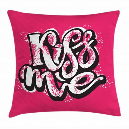 Kiss Me Throw Pillow Cushion Cover Modern Hand Drawn Brush