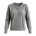 thumbnail image 4 of GEWSEY Women's Polka Dot Cardigan Oversized Open Front Sweater Button Down Knit Outerwear Cozy Sweaters Fall Winter Trendy Cute Teacher Cardigans (Grey, XL), 4 of 6