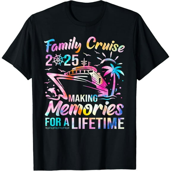 Family Cruise 2025 Matching Summer Vacation Trip Vacay Squad T-ShirtMen's and women's gift, black and white T-shirt, size: Extra large S-4XL