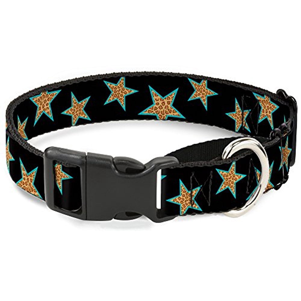 buckle-down multi stars black leopard baby blue outline martingale dog collar