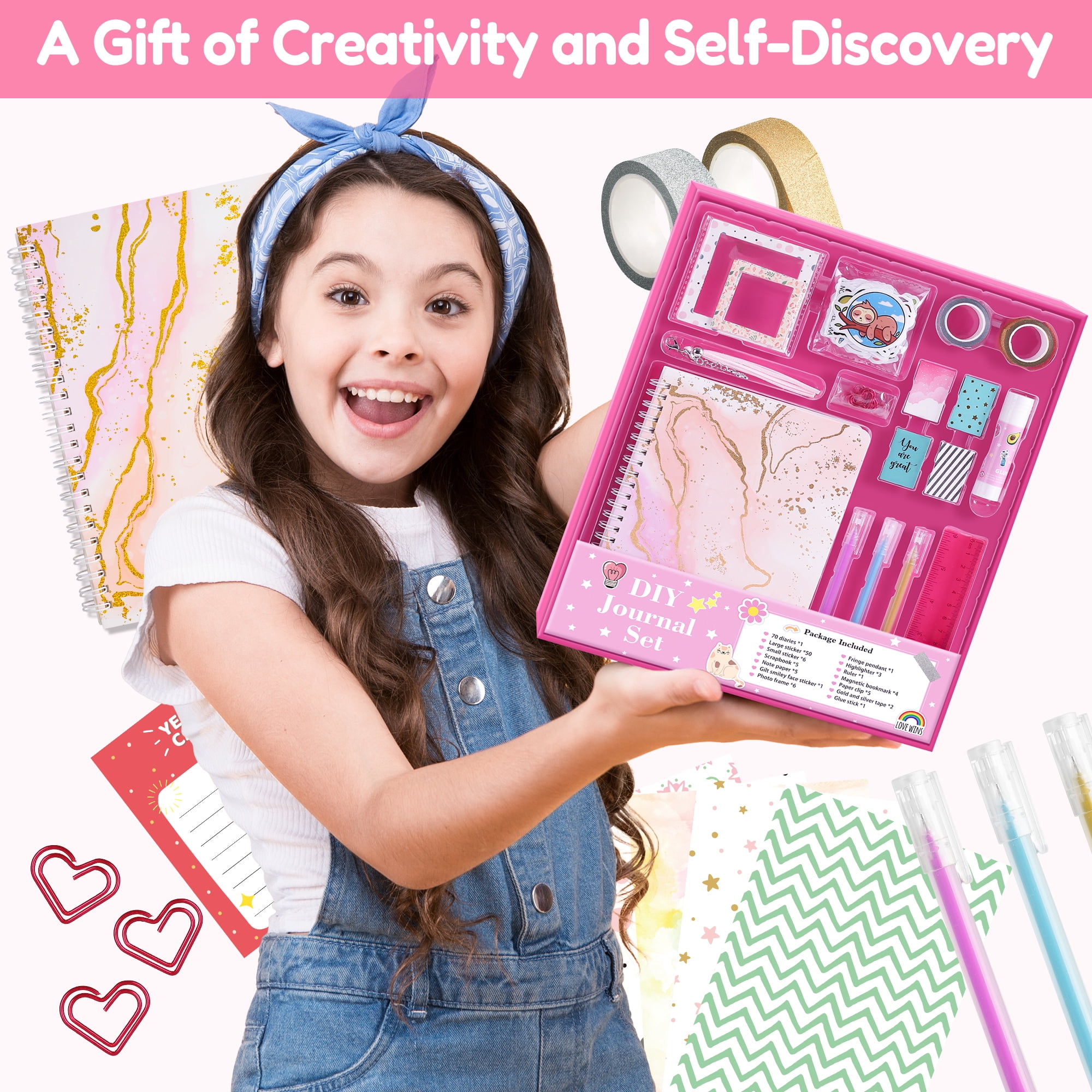DIY Journal Kit for Girls & Boys - Birthday & Christmas Gift for Ages 8-12, Scrapbook & Diary Supplies Toy Set for Creativity, Mindfulness & Self-Expression, Journaling Art Crafts Kit for Kids