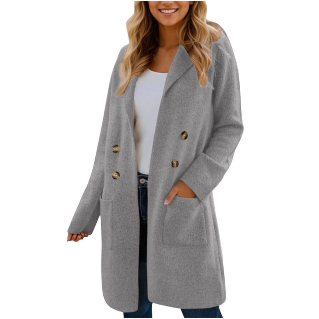 Chaqueta y abrigo informal de manga larga con capucha para mujer, color liso, manga larga, con cremallera, bolsillo, sudadera, chaqueta, abrigo para mujer