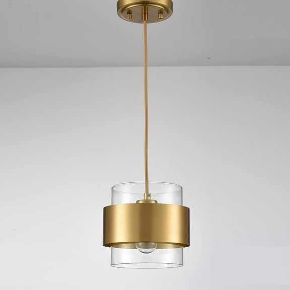 Moose Lighting Modern Dimmable Gold Drum Pendant Light