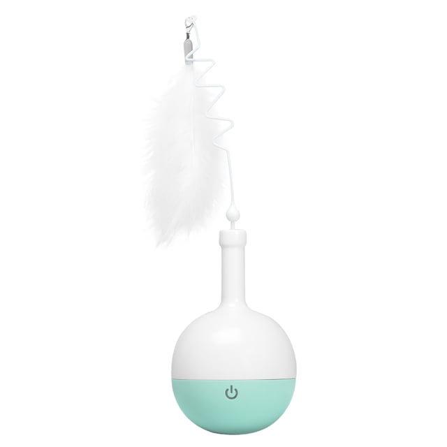 Balle Distributrice Interactive pour Chat avec Plume, Distributeur de Nourriture à Alimentation Lente, Balle pour Chat d'Intérieur, Jouets à Balle Auto-Rotative pour l'Entraînement Quotidien