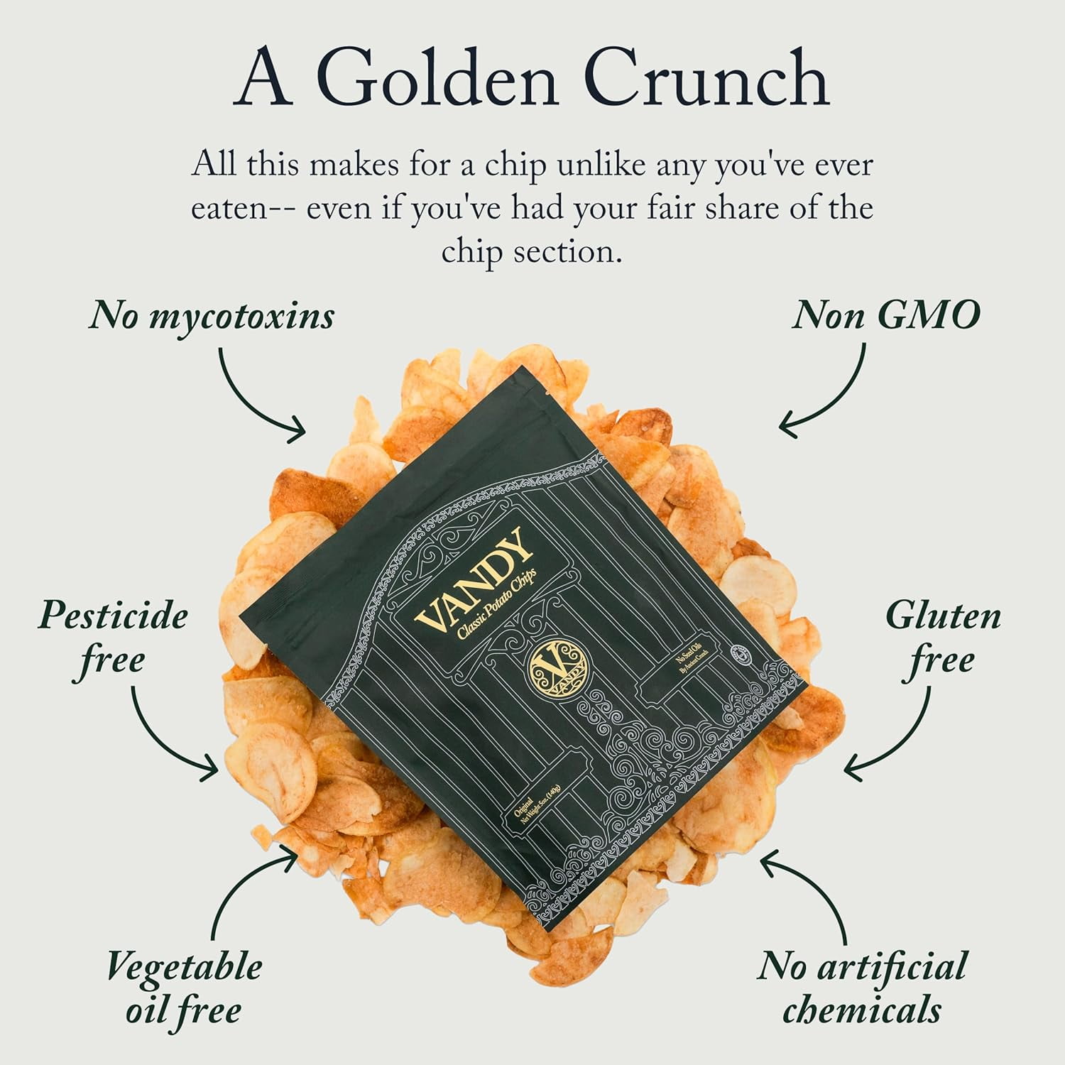 Ancient Crunch Vandy Crisps Grass-Fed Beef Tallow Potato Chips Seed Oil-Free Crunchy 6-Pack 5 oz