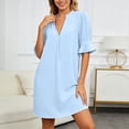 thumbnail image 7 of EYNMVR Shift Dress for Women V Neck Ruffle Sleeve Loose Summer Office Work Casual Dress, 7 of 7