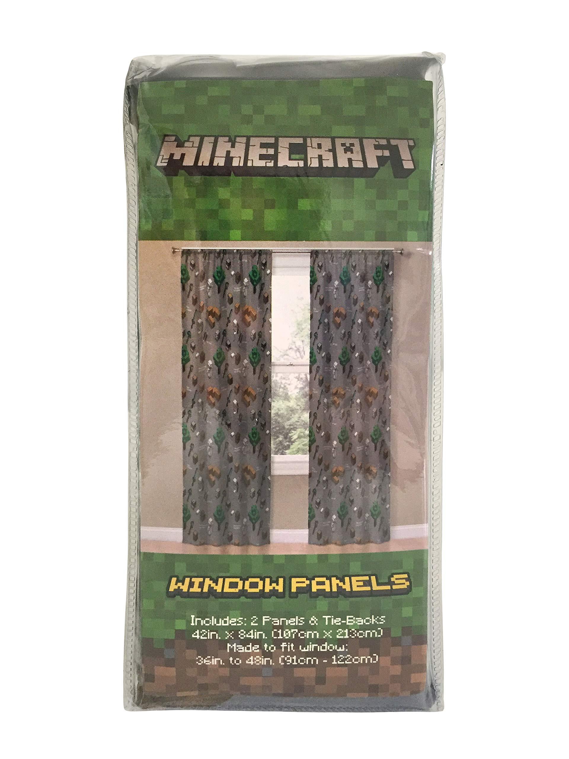 Minecraft Survive Dark Grey 84" inch Drapes, 100% Microfiber Rod Pocket Curtain, Room Darkening